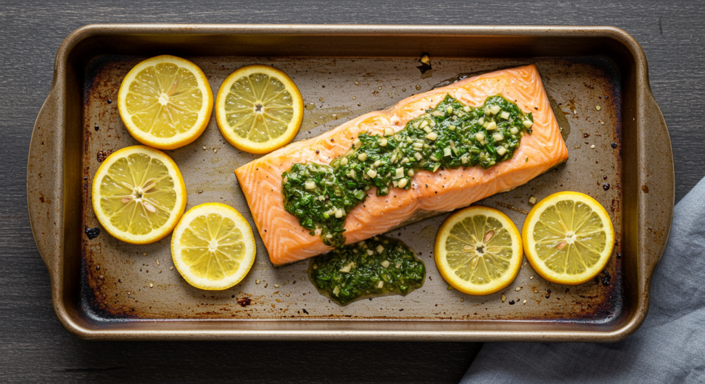 A beautifully lit, high-resolution still life image of a selection of side dishes that would perfectly complement a lemon-roasted salmon dish. In the foreground, there is a plate filled with steamed asparagus spears, drizzled with a bright green herb sauce. In the middle ground, a bowl of roasted baby potatoes, seasoned with fresh dill and a sprinkle of sea salt. In the background, a large wooden board showcases grilled vegetables like zucchini, bell peppers, and red onions, all glistening with a light olive oil glaze. The lighting is soft and natural, highlighting the vibrant colors and textures of the dishes. The overall atmosphere is clean, appetizing, and conducive to a healthy, delicious salmon-centric meal.