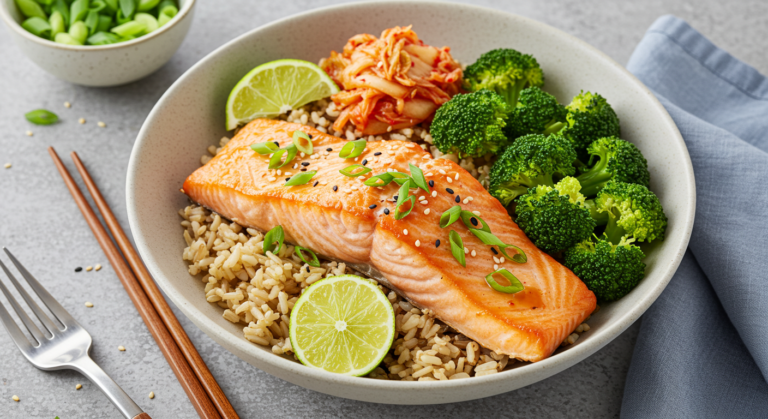 Roasted Salmon & Broccoli Rice Bowls