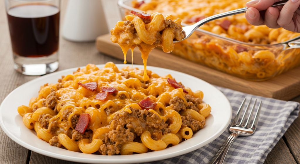 Smoky Chipotle Bacon Cheeseburger Mac & Cheese Bake Recipe
