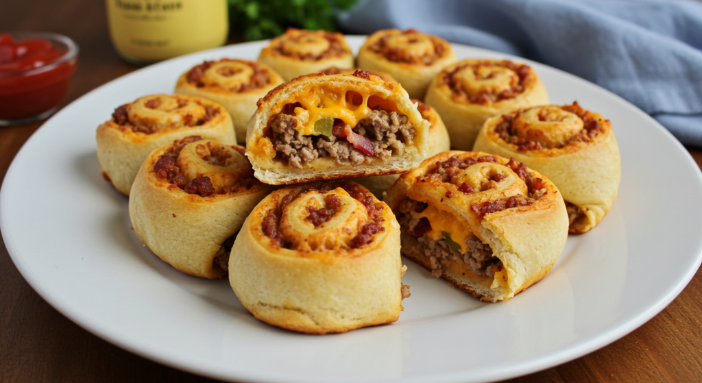 Garlic Butter Bacon Cheeseburger Rollups Recipe