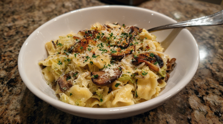 Caramelized Leek and Mushroom Gruyere Pasta
