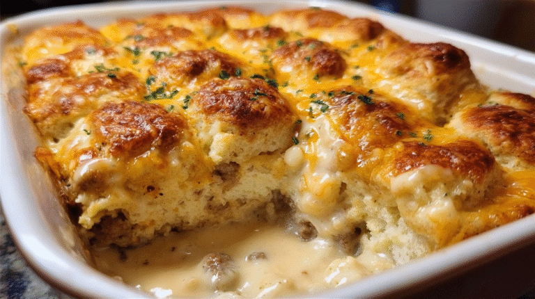Biscuits and Gravy Breakfast Casserole – Easy & Hearty Recipe