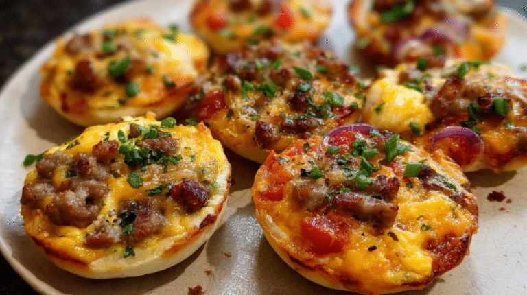 Mini Breakfast Pizzas in Muffin Cups